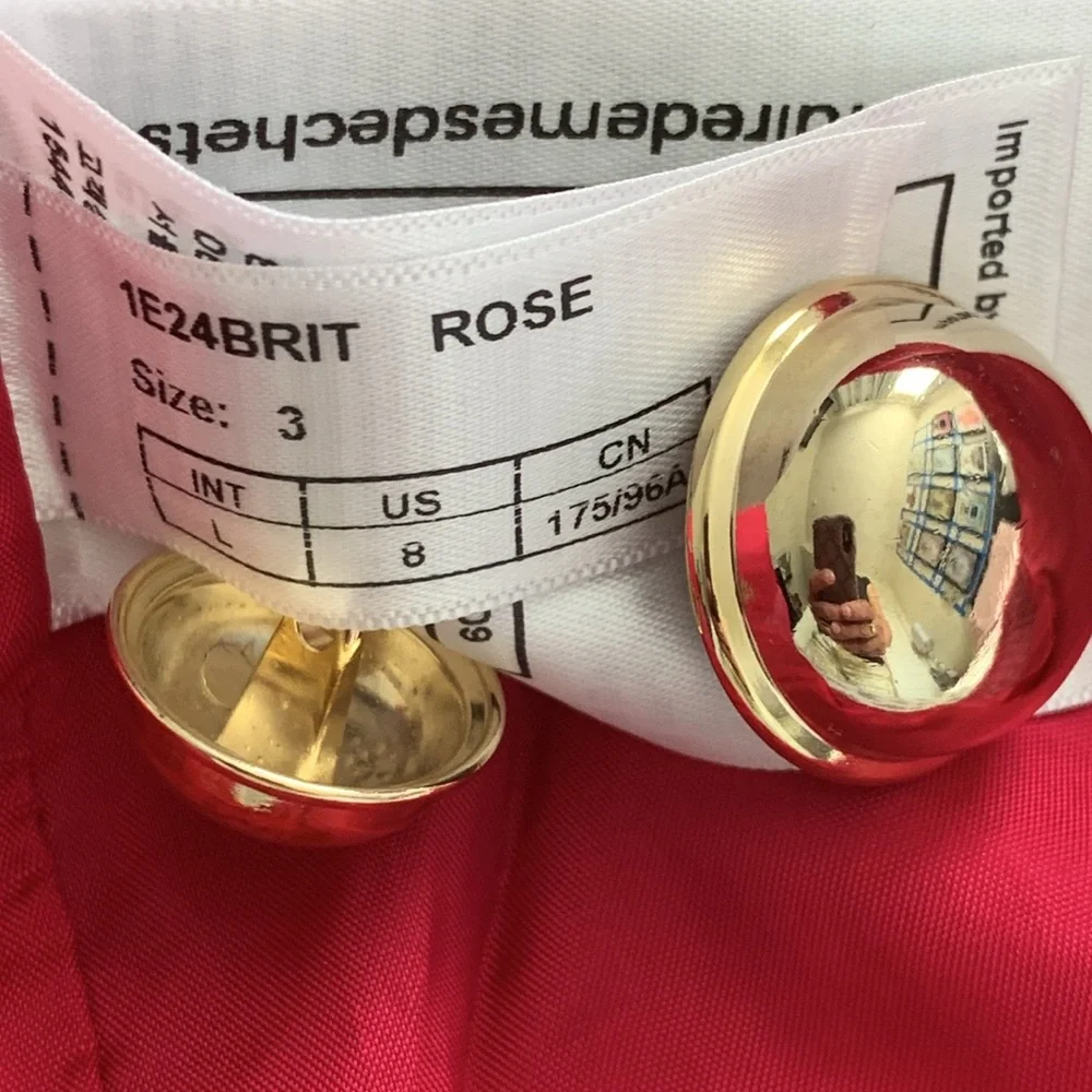 BA&SH BRITTANY JACKET PINK Textured Suit Jacket size L/3-Cropped Jacket - Picture 5 of 12